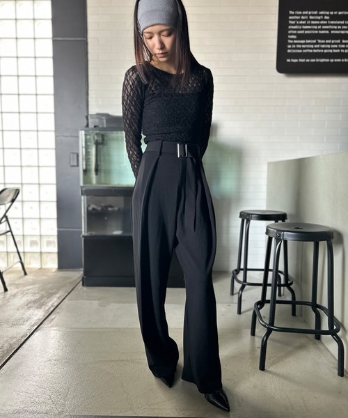 Kotoe tシャツ クルーネック レースカットソー 長袖 レディース