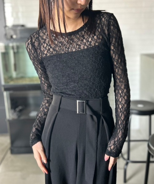 tシャツ クルーネックレースカットソー「WEB限定商品」 レディース Kotoe tシャツ クルーネック レースカットソー 長袖 レディース