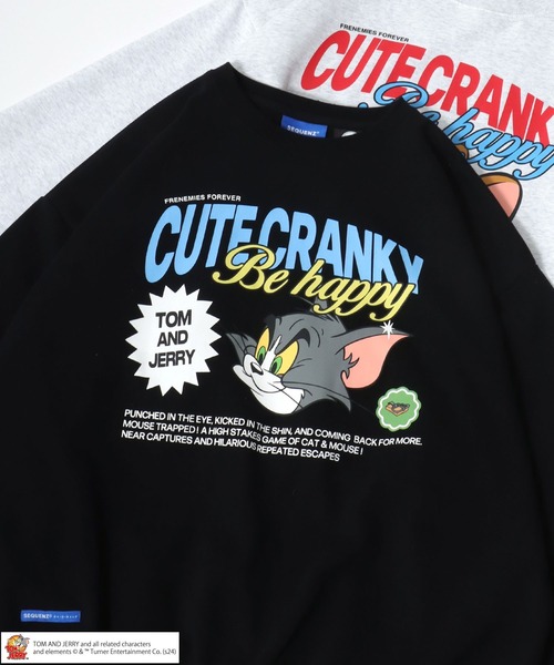 トレーナー スウェット 2025SS Tom and Jerry/トム＆ジェリー オーバーサイズ 裏起毛 キャラクターバックプリント クルーネックスウ