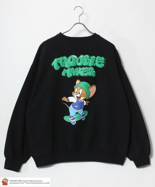 トレーナー スウェット 2025SS Tom and Jerry/トム＆ジェリー オーバーサイズ 裏起毛 キャラクターバックプリント クルーネックスウ トレーナー スウェット 2025SS Tom and Jerry/トム＆ジェリー
