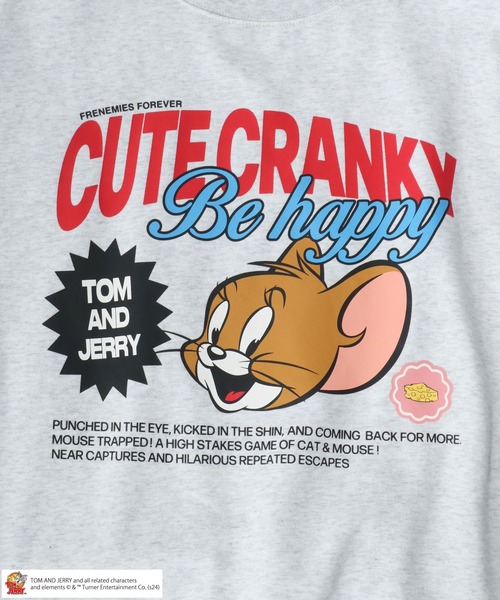 トレーナー スウェット 2025SS Tom and Jerry/トム＆ジェリー オーバーサイズ 裏起毛 キャラクターバックプリント クルーネックスウ トレーナー スウェット 2025SS Tom and Jerry/トム＆ジェリー