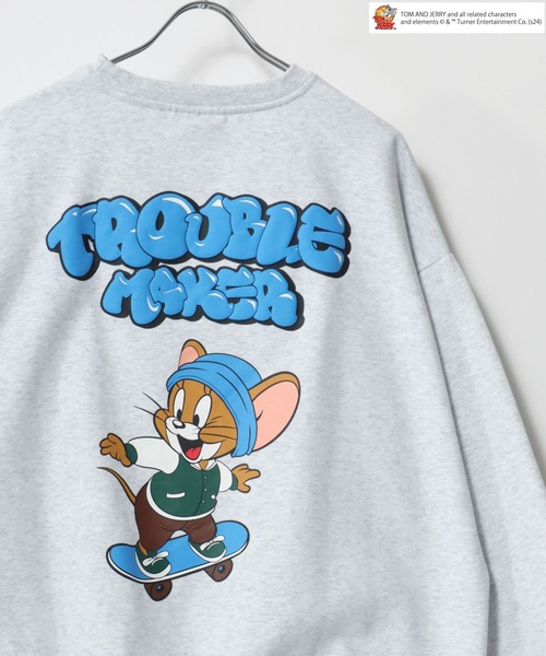 トレーナー スウェット Tom and Jerry/バックフェイスプリントスウェット レディース FREAK'S STORE/Tom and Jerry /バックフォトプリントスウェット