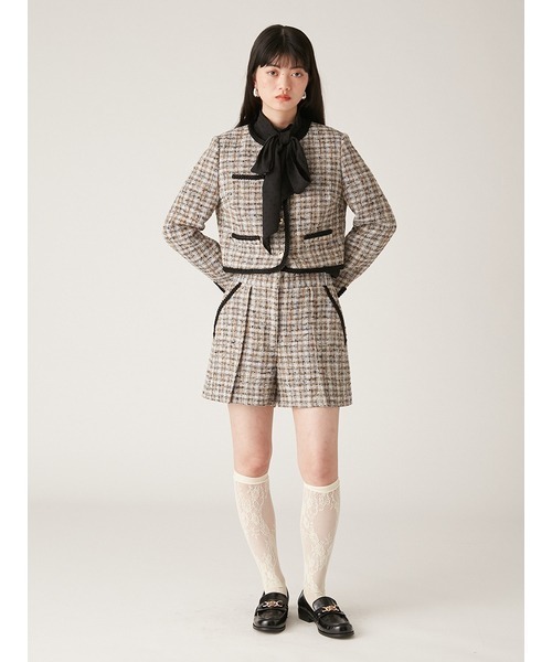 LILY BROWN ラメツイードショートパンツ YEL 0サイズ LILY BROWN パンツ ラメツイードショートパンツ レディース