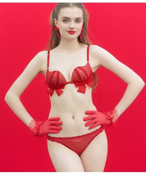 PEACH JOHN リボン付きブラジャーセット 2点 PEACH JOHN（ピーチジョン） ブラジャー ビッグリボンノンワイヤーブラ