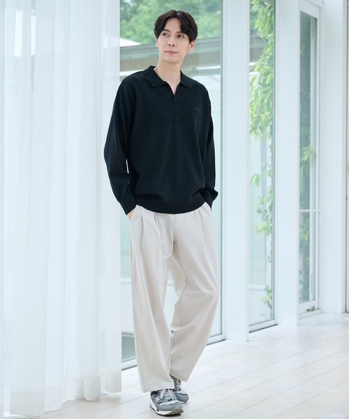 Casper John マーブルスキッパーニットポロシャツ マスタード L CASPER JOHN（キャスパージョン）の「Marble skipper knit polo