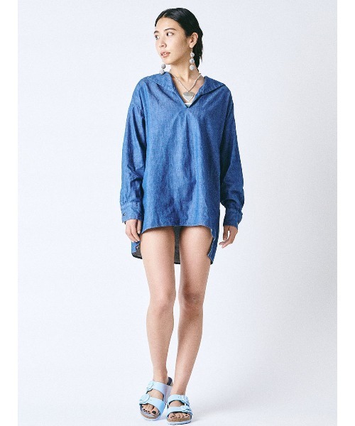 mikomori（ミコモリ） ブラウス シャツ × THIRD MAGAZINE」DENIM 