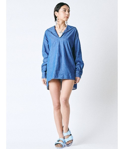 【ファッション通販】 「mikomori シャツ ブラウス mikomori × MAGAZINE」DENIM THIRD トップス