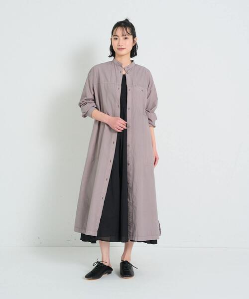 ADIEU TRISTESSE グレー 長袖シャツワンピース ADIEU TRISTESSE（アデュートリステス） ワンピース リバティプリント