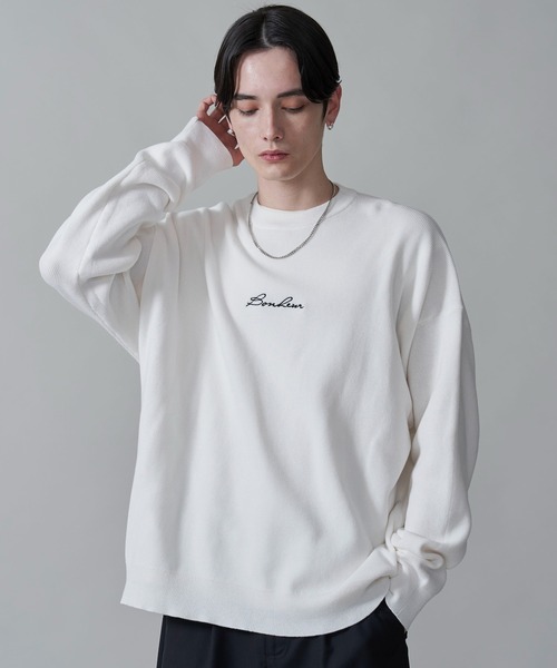 BROWNY セーター ニット BROWNY/アクセ付きワンポイントニットプル