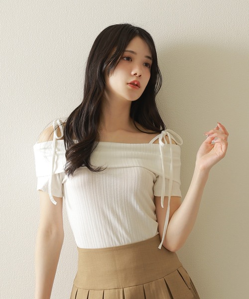M DOLLY tシャツ off shoulder camisole lib tops/オフショルダー 