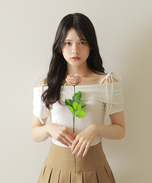 M DOLLY tシャツ 半袖 off shoulder camisole lib tops/オフショルダー