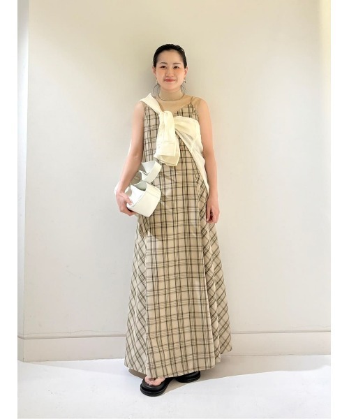 allureville アルアバイル　バックコンシャスキャミワンピース　洗える allureville（アルアバイル） ワンピース チェックバックコンシャス