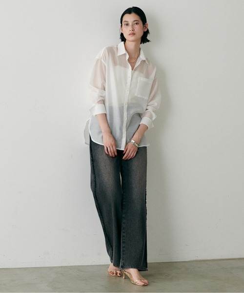 ブラウス シャツ 「LARUTA」シアー半袖刺繍ロゴシャツ レディース シアー半袖刺繍ロゴシャツ | LARUTA(ラルータ)レディース | PAL