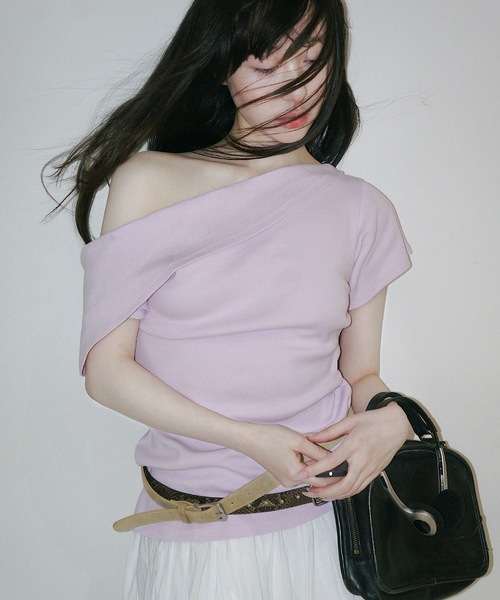 tシャツ TURNED SHOULDER ASYM TEE / アシンメトリーティーシャツ レディース