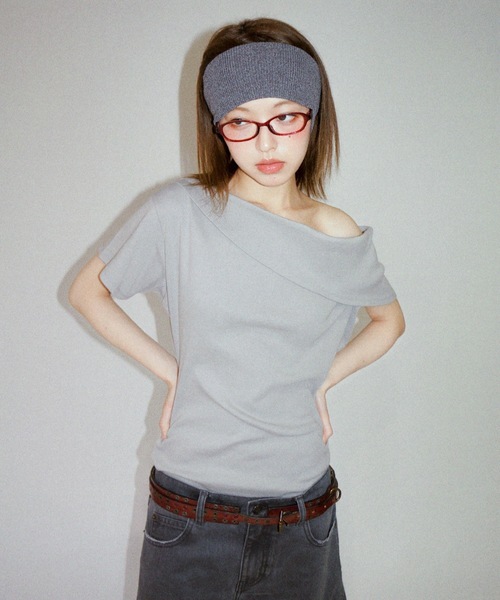 tシャツ TURNED SHOULDER ASYM TEE / アシンメトリーティーシャツ レディース igi tシャツ TURNED SHOULDER ASYM TEE / アシンメトリーティー
