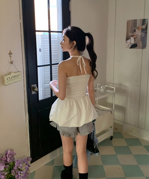 by muni:r チューブトップ ベアトップ レイヤードホルターバルーン