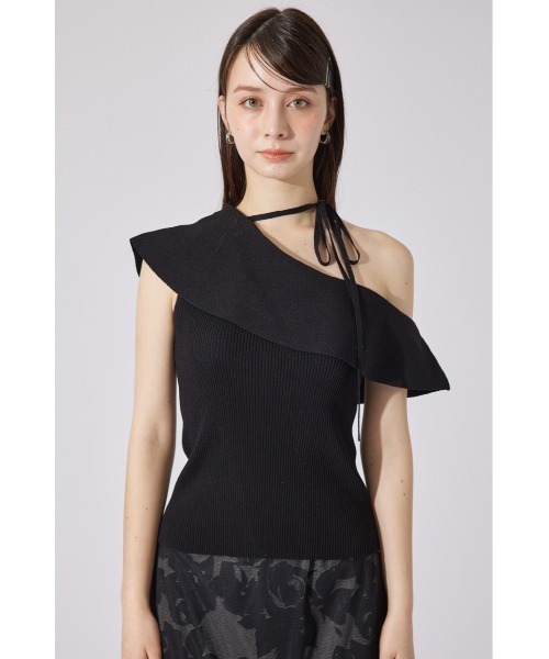 ニット セーター ワンショルダーニットトップス 夏服 サマーニット ノースリーブトップス レディース rienda ニット セーター ワンショルダーニットトップス 夏服