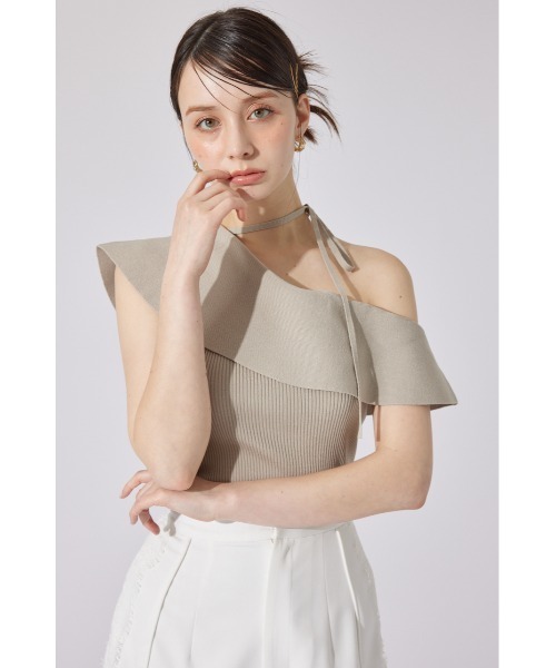 rienda ニット セーター ワンショルダーニットトップス 夏服