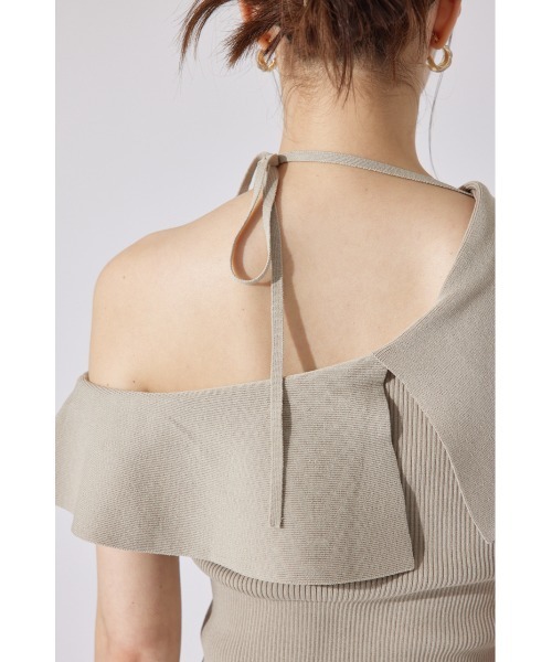 ニット セーター ワンショルダーニットトップス 夏服 サマーニット ノースリーブトップス レディース rienda ニット セーター ワンショルダーニットトップス 夏服
