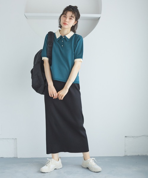 ポロシャツ ポロ レイヤード風ポロシャツ レディース ROPE' PICNIC ポロシャツ ポロ 「新色追加」レイヤード風ニット