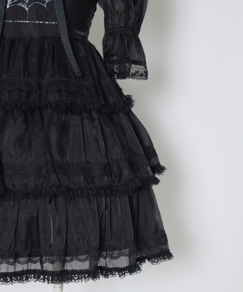 AVENCHUMU ワンピース Frill choker sheer tiered illustration