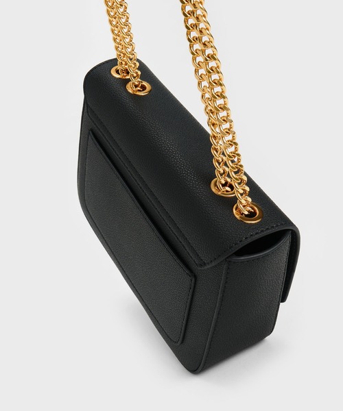 お23☆ CHARLES&KEITH ショルダーバッグ レディース ブラック バッグ
