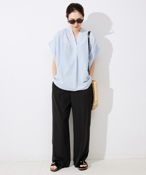 SLOBE IENA ブラウス シャツ ボイルスキッパーワイドギャザー
