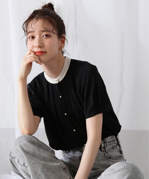 「N.（N. Natural Beauty Basic）」 半袖ブラウス MEDIUM ブラック系その他 レディース