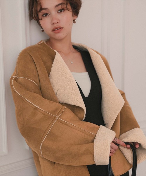 【zadig&voltaire deluxe】美品ノーカラームートンジャケット zadig&voltaire deluxe】美品ノーカラームートンジャケット