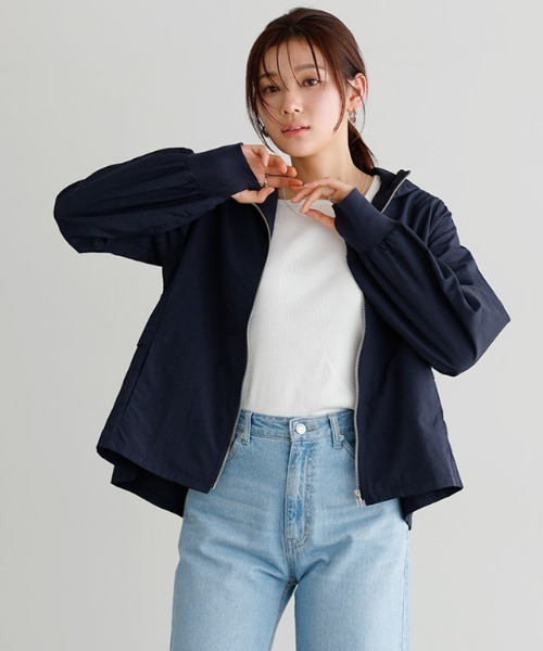「Pierrot」 「Marvelous by pierrot」ジップアップブルゾン M ネイビー レディース