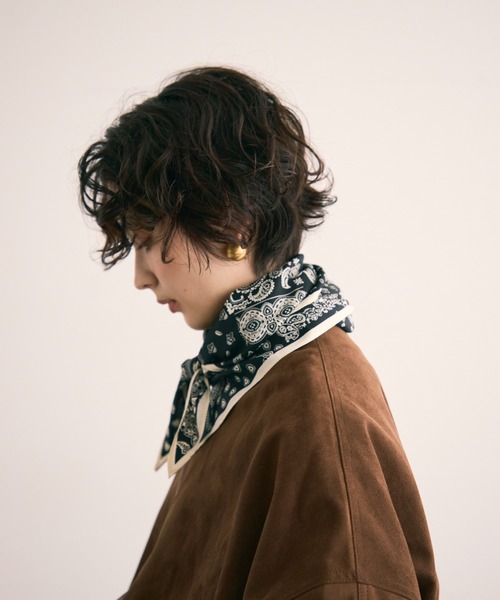 45R ダークブラウン バンダナ柄 マフラー Trish（トリッシュ） ストール マフラー 柄アソート バンダナ柄