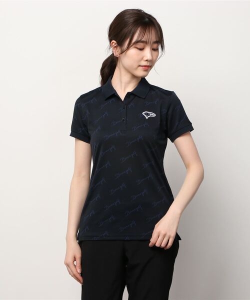 「BEAMS GOLF」 半袖ポロシャツ LARGE ネイビー レディース