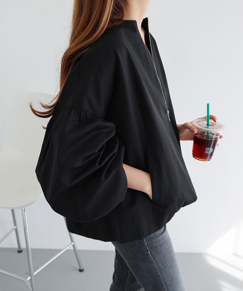 「andme」 「alma design」ジップアップブルゾン M ブラック レディース