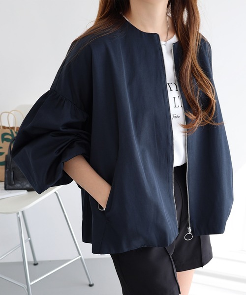 「andme」 「alma design」ジップアップブルゾン M ブラック レディース