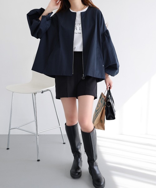 「andme」 「alma design」ジップアップブルゾン M ブラック レディース