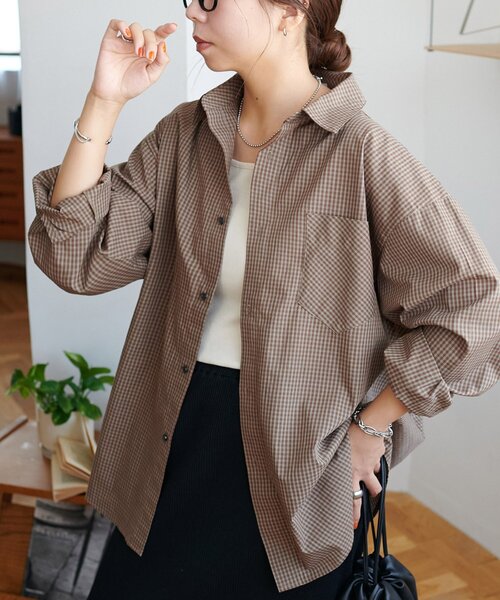 ブラウス シャツ 「AW先行予約/ユニセックス」ミニグラチェックオーバーシャツ レディース メンズ