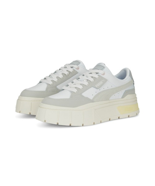 「PUMA」 ローカットスニーカー 24.5cm ホワイト×グレー レディース