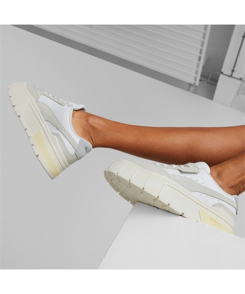 「PUMA」 ローカットスニーカー 24.5cm ホワイト×グレー レディース
