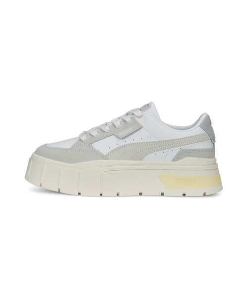 「PUMA」 ローカットスニーカー 24.5cm ホワイト×グレー レディース
