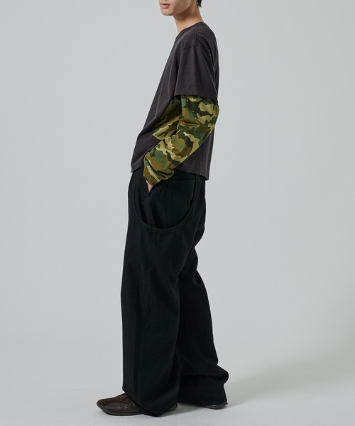 NVRFRGT カットソー NVRFRGT（ネバーフォーゲット）NF242P04A 3D TWISTED WIDE LEG JEANSの