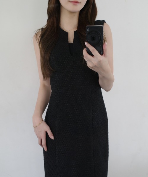 JUNOAH ジャンパースカート ツイードIラインジャンパースカート