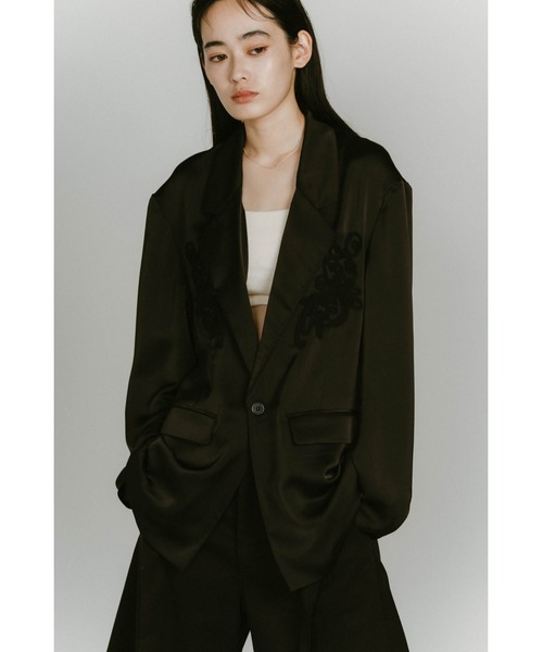 し*の様 Knuth Marf embroidered satin jacket embroidered satin jacket/black | KNUTH MARF