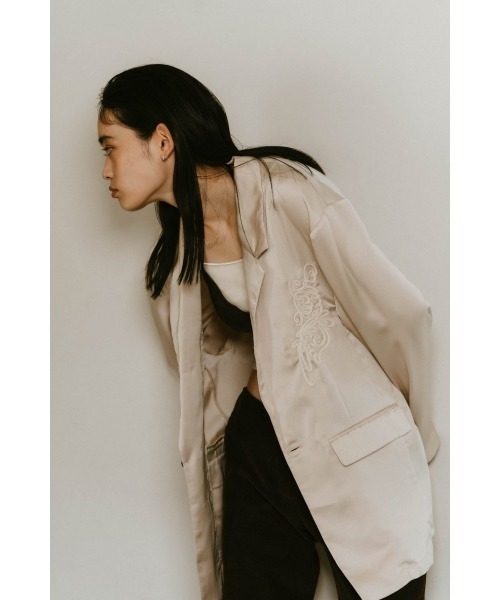 Knuth Marf embroidered satin jacket ブラック embroidered satin jacket/black | KNUTH MARF