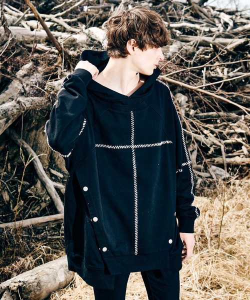 美品 グラム glamb 日本製 ゆるだぼ 大きいサイズ プルオーバー パーカー glamb（グラム） プルオーバーパーカー L ブラック メンズ : ZOZOTOWN