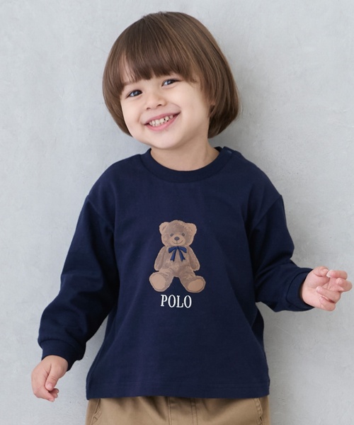 petit main tシャツ 「POLO BCS」くまグラフィック長袖T キッズ 子供服