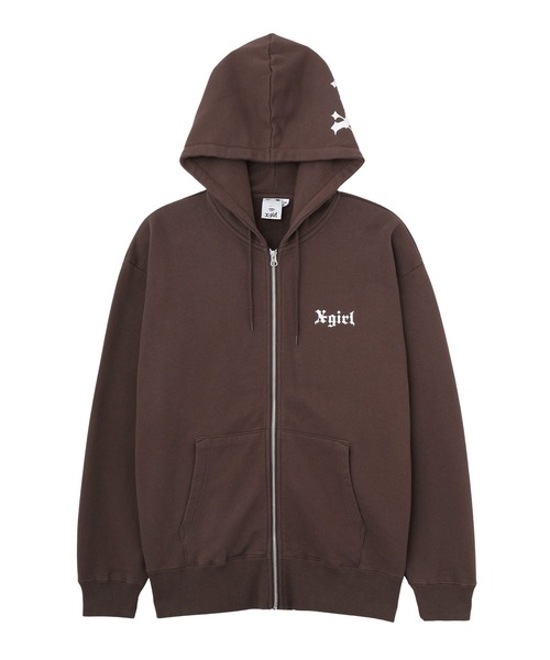 X-girl パーカー OLD ENGLISH LOGO ZIP UP SWEAT HOODIE