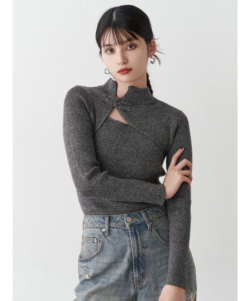 MURUA（ムルーア） ニット セーター チャイナタイトリブニット