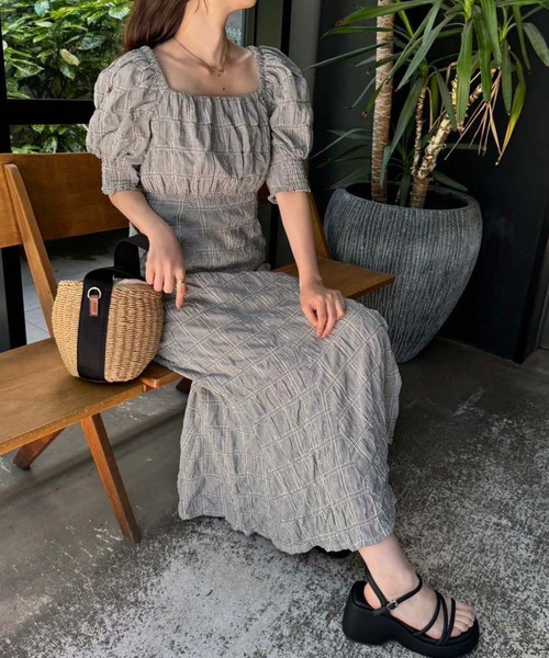 「one after another NICE CLAUP」 半袖ワンピース FREE ブラウン レディース_画像2