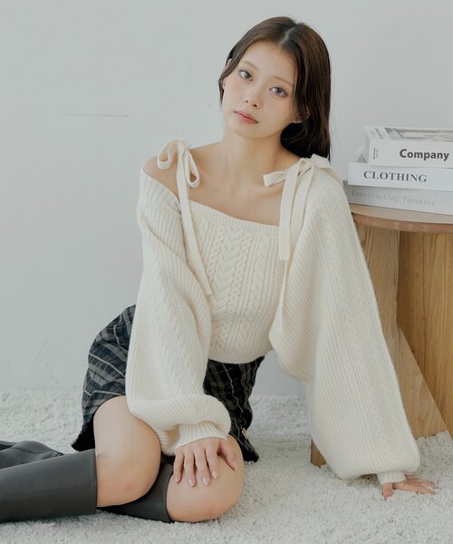 Chico（チコ） カーディガン ケーブルリボンキャミ+ボレロセット