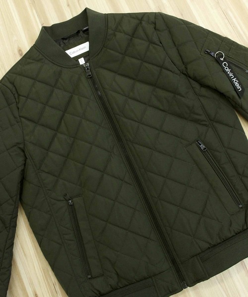 カルバンクライン キルティング ボマー ジャケット M オリーブ MA-1 カルバンクライン MA-1 中綿キルティング フライトジャケット OLV-L